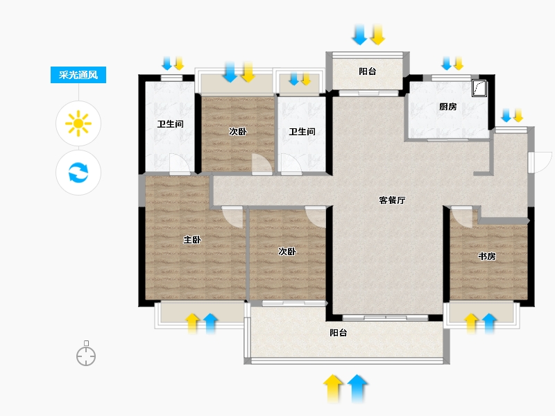 广东省-广州市-广州融创文旅城-B4区-124.00-户型库-采光通风