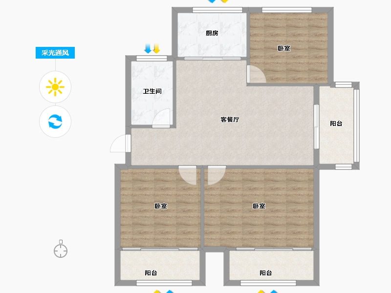 山东省-烟台市-紫金世家-95.05-户型库-采光通风