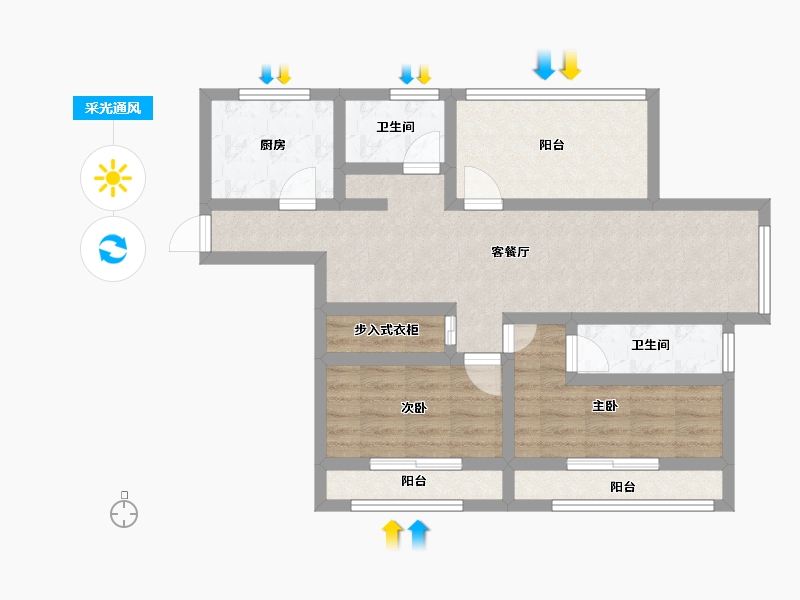 山东省-济宁市-鸿顺观邸-71.10-户型库-采光通风