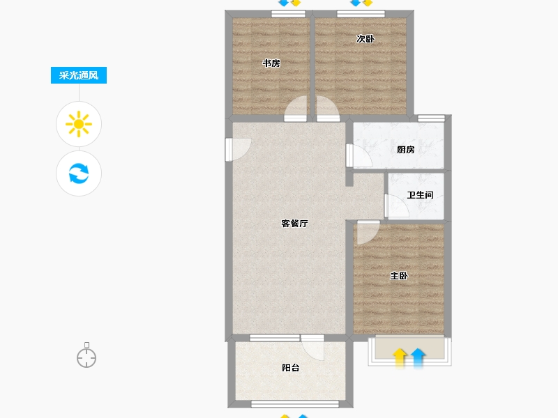 河北省-廊坊市-霸州荣盛枫林苑-78.65-户型库-采光通风