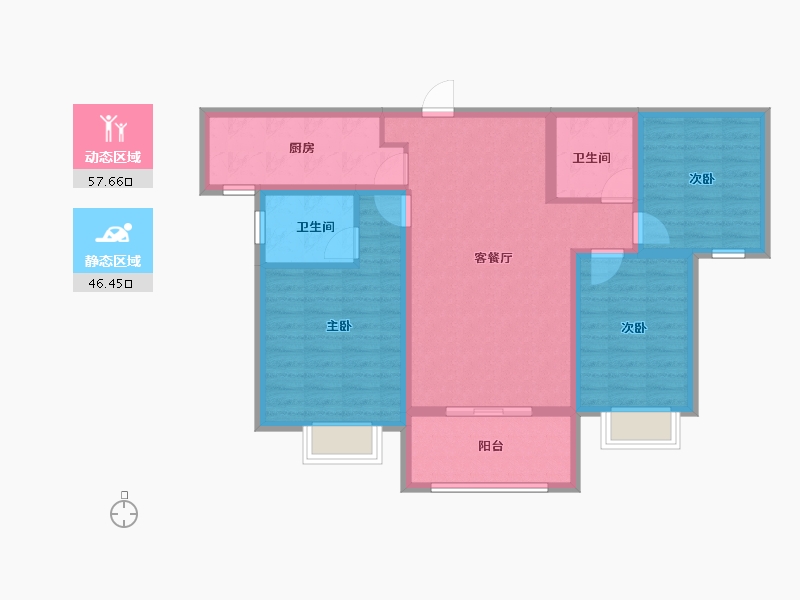 陕西省-渭南市-汇邦沋河瑞府-92.80-户型库-动静分区