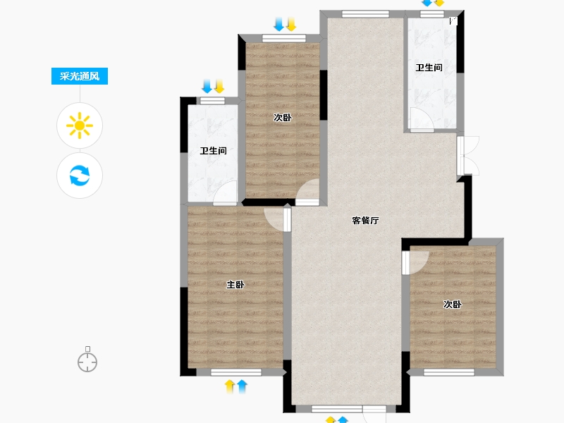 辽宁省-抚顺市-电建地产海赋外滩-99.96-户型库-采光通风