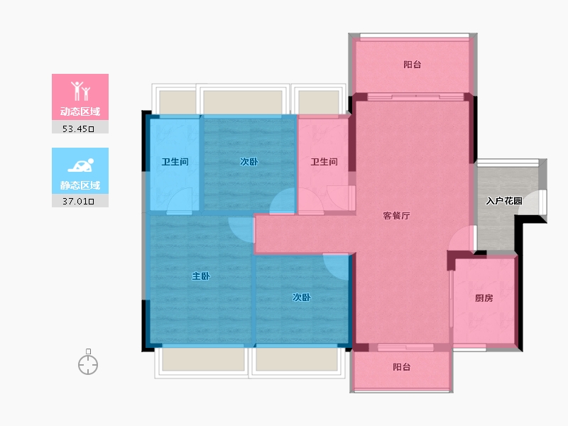 广东省-清远市-篁胜新城-86.26-户型库-动静分区