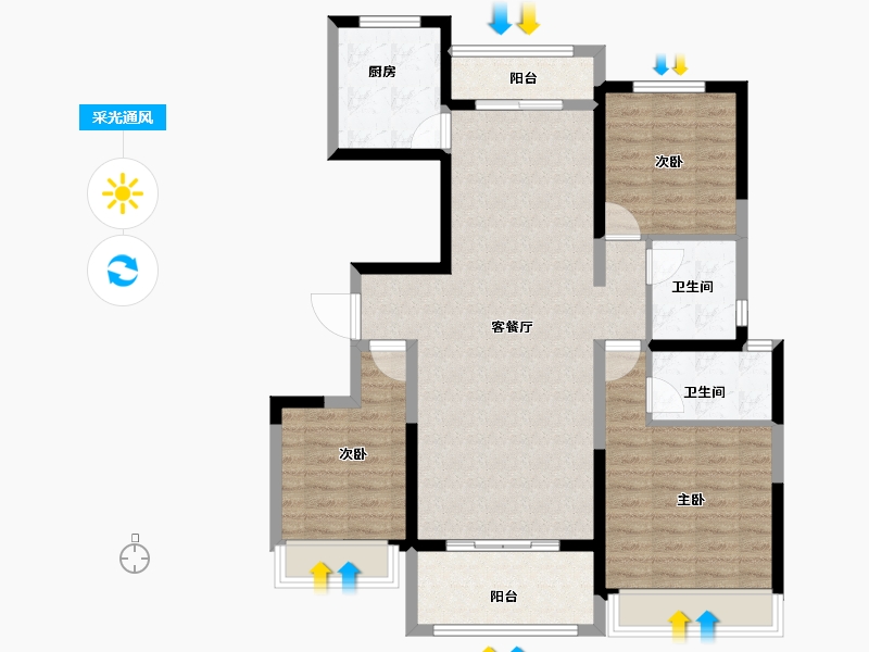 河南省-濮阳市-开州城投馨园-100.08-户型库-采光通风