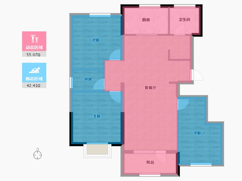 山东省-烟台市-中房福莱盛景-87.45-户型库-动静分区