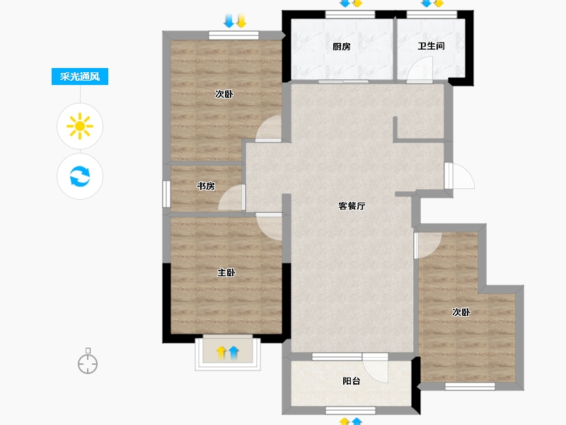 山东省-烟台市-中房福莱盛景-87.45-户型库-采光通风