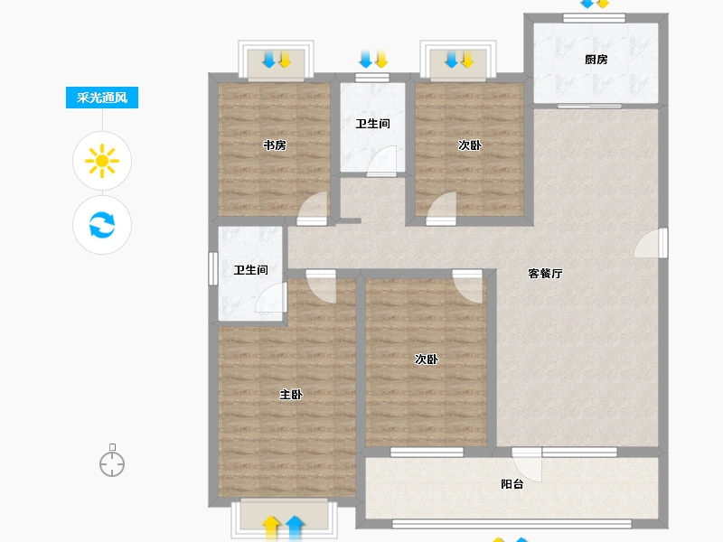 山东省-济宁市-兖州瑞马名门-125.35-户型库-采光通风