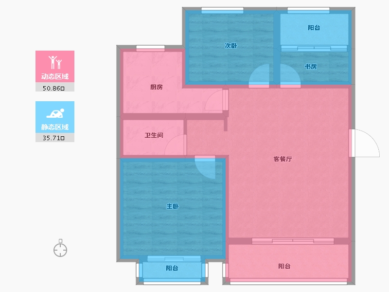 江苏省-淮安市-圣海天鹅湖畔-76.86-户型库-动静分区