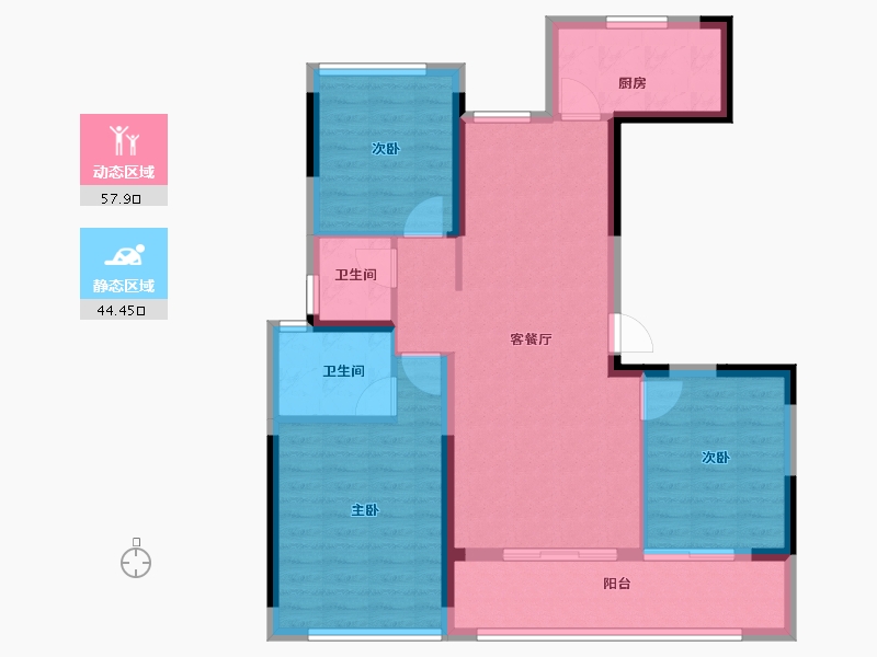 福建省-福州市-中茵天俊玖珑台-92.00-户型库-动静分区