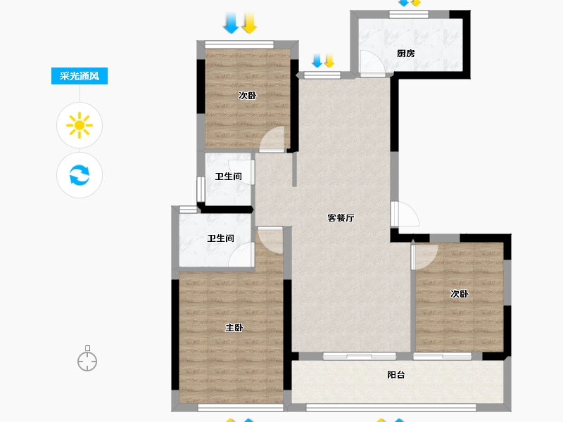 福建省-福州市-中茵天俊玖珑台-92.00-户型库-采光通风