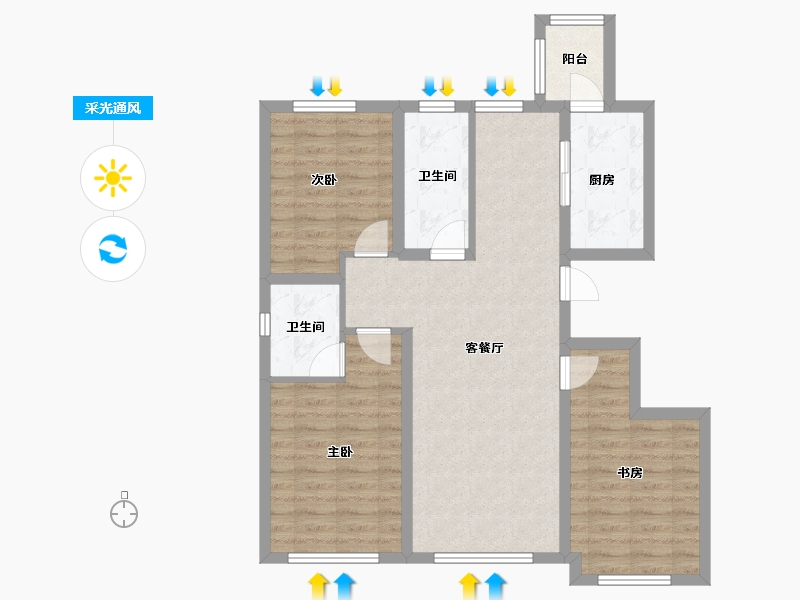 黑龙江省-哈尔滨市-磐石金江悦-86.81-户型库-采光通风