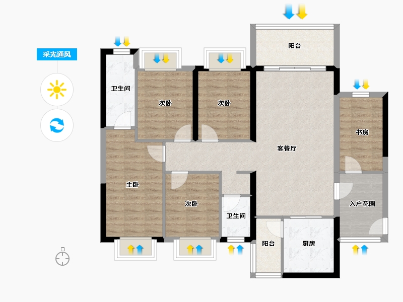 广东省-清远市-恒辉·天宝山庄-104.01-户型库-采光通风