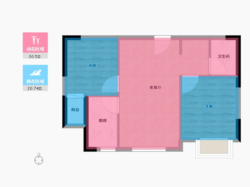 黑龙江省-佳木斯市-华强•幸福里-46.05-户型库-动静分区