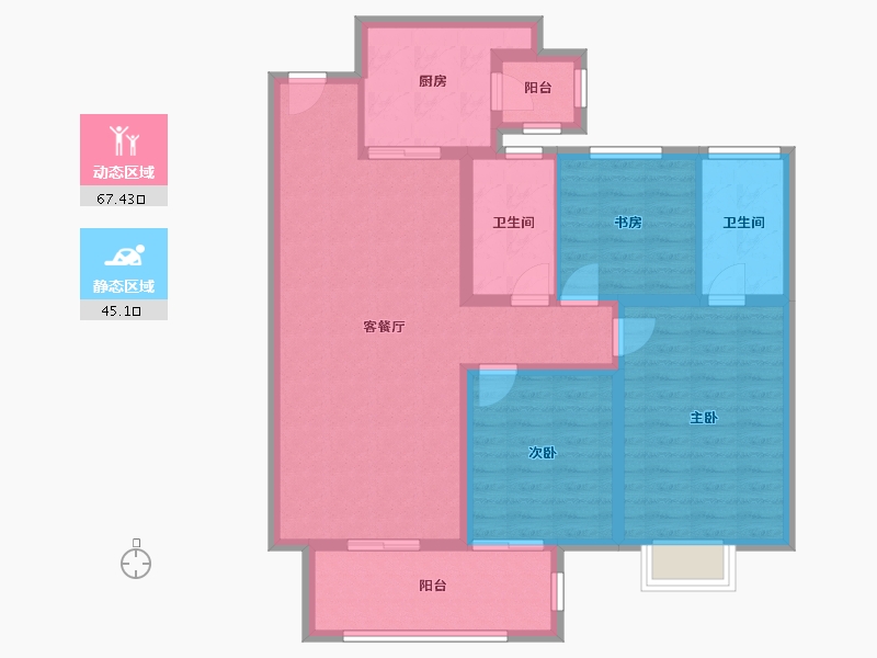 云南省-昆明市-中海寰宇天下-100.66-户型库-动静分区