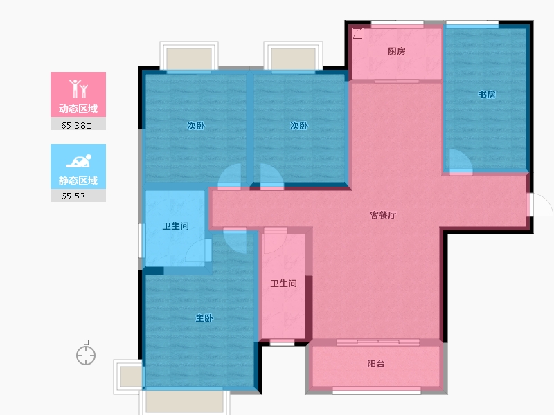 湖南省-湘潭市-九华世纪城第二=期-116.85-户型库-动静分区