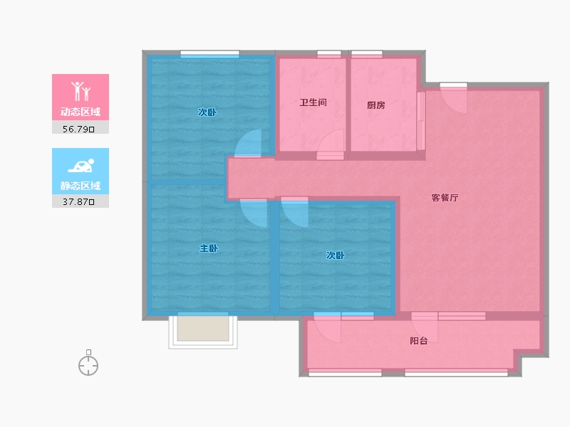 山东省-济宁市-涌泰澜湾-84.15-户型库-动静分区