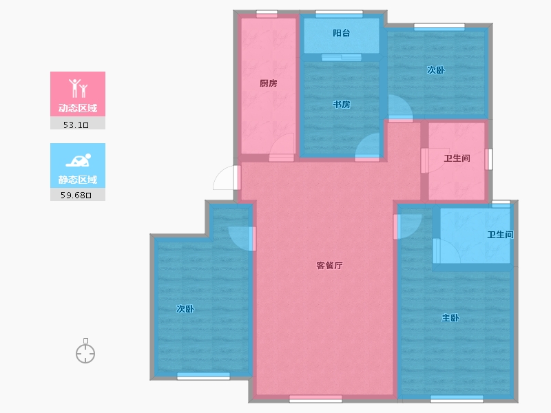 黑龙江省-七台河市-宝泰华府-99.54-户型库-动静分区