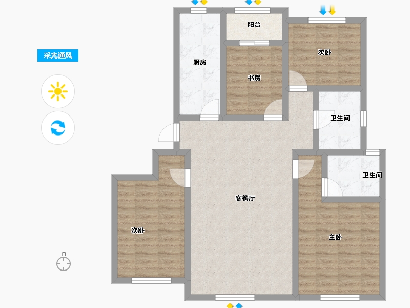 黑龙江省-七台河市-宝泰华府-99.54-户型库-采光通风