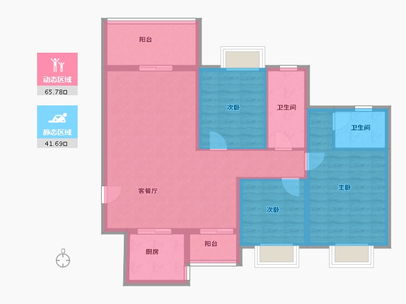 贵州省-贵阳市-祥风贵阳溪府-96.47-户型库-动静分区