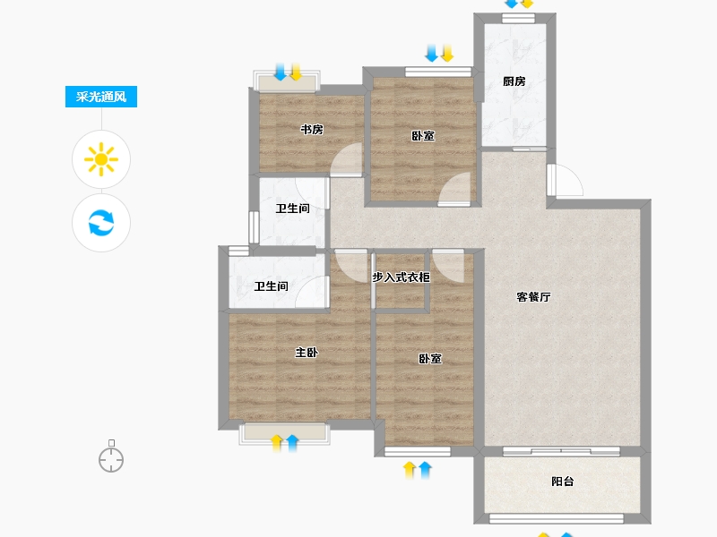 福建省-福州市-水晶榕著-81.97-户型库-采光通风