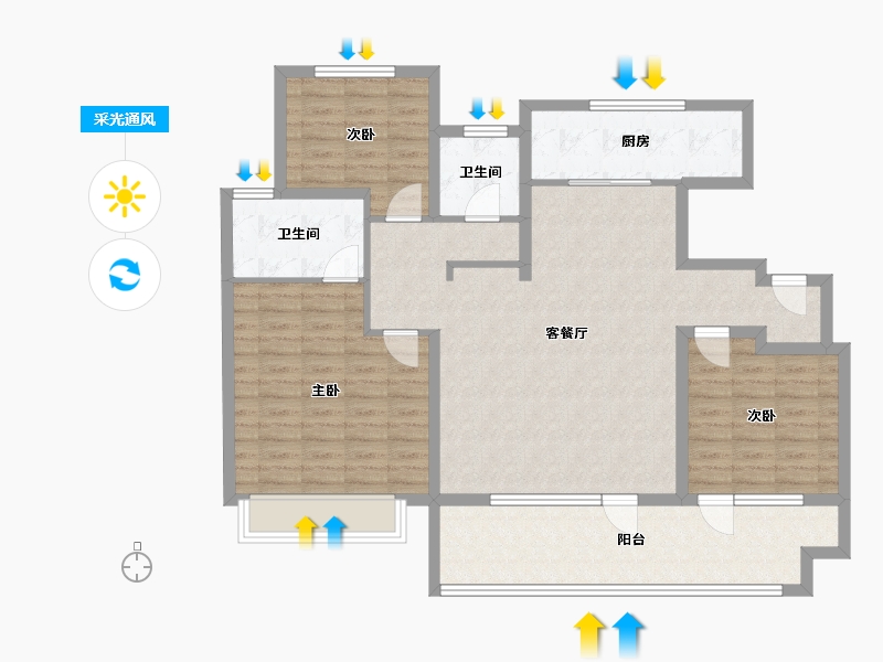 山东省-济宁市-涌泰澜湾-111.92-户型库-采光通风