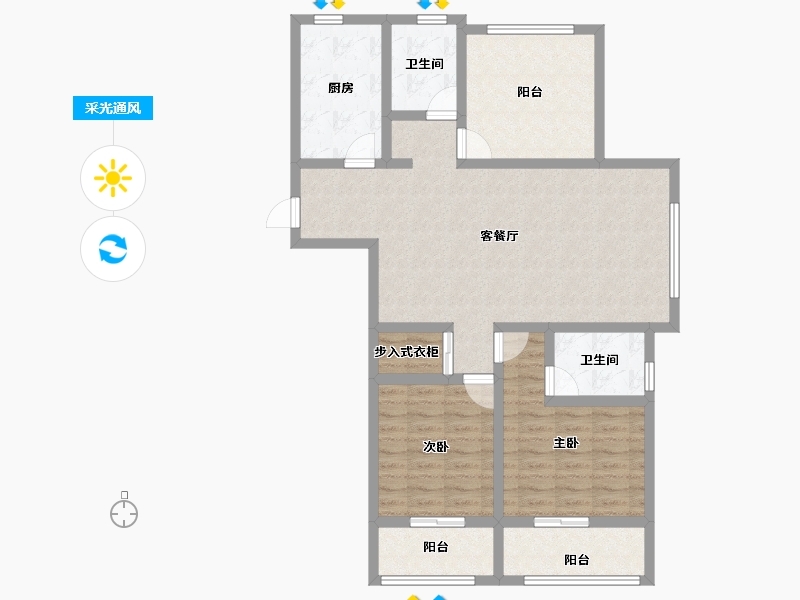 山东省-济宁市-鸿顺观邸-99.34-户型库-采光通风