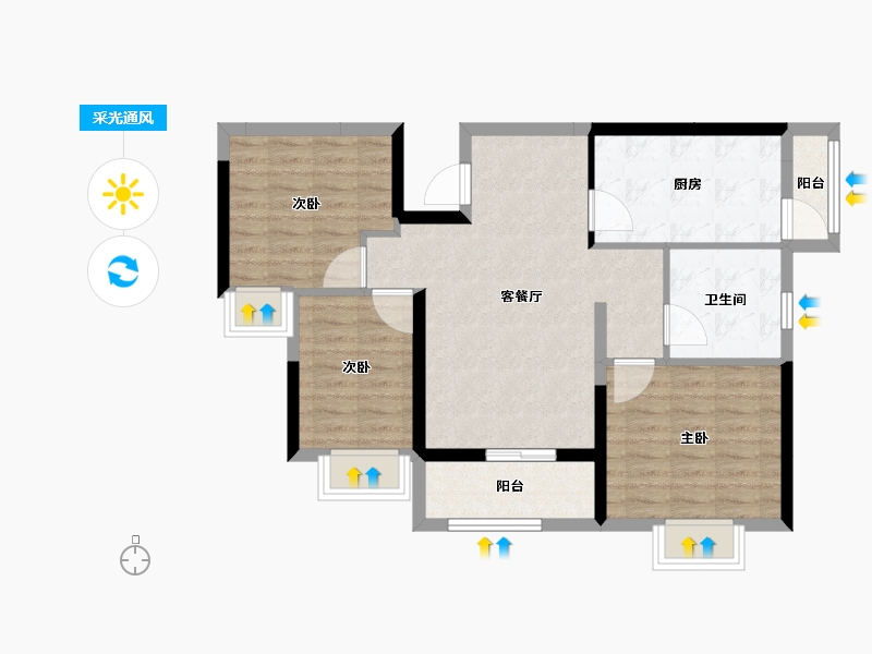 湖北省-十堰市-十堰恒大城·雲境-81.37-户型库-采光通风