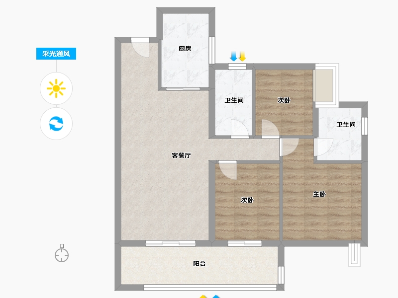 广东省-广州市-广州融创文旅城-B4区-82.00-户型库-采光通风