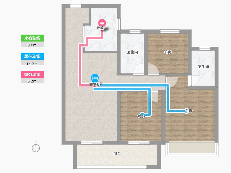 江苏省-宿迁市-华鸿珑璟园-83.20-户型库-动静线