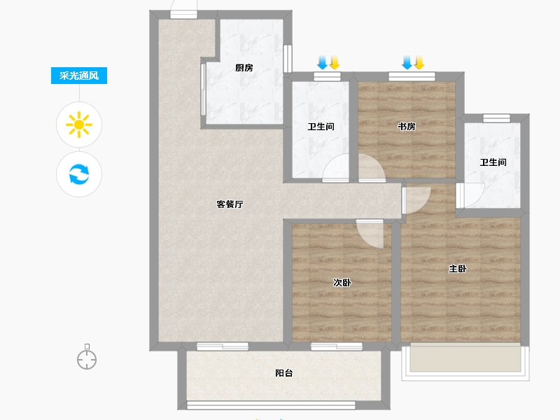 江苏省-宿迁市-华鸿珑璟园-83.20-户型库-采光通风