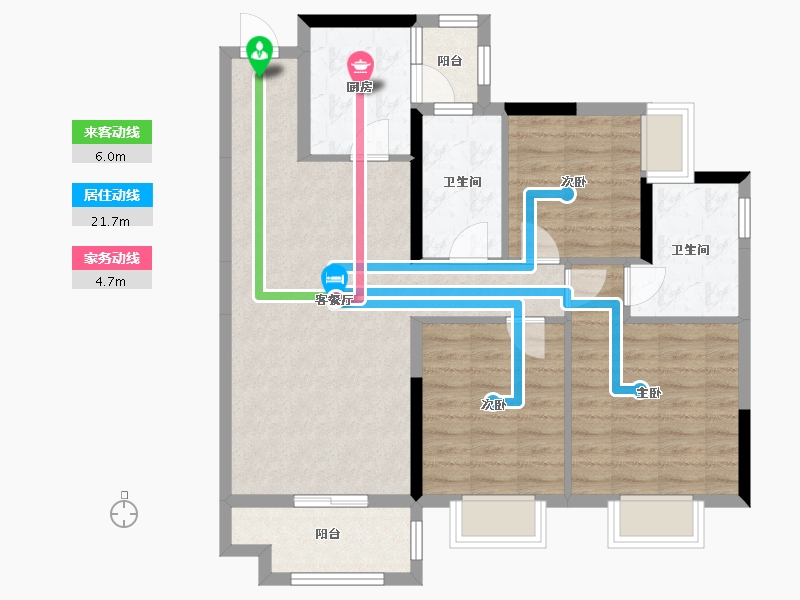 湖南省-株洲市-香江悦湖春天-85.80-户型库-动静线