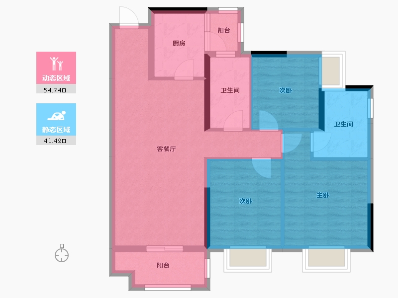 湖南省-株洲市-香江悦湖春天-85.80-户型库-动静分区