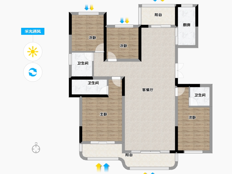 河南省-濮阳市-众悦鑫城-133.19-户型库-采光通风