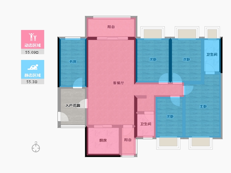 广东省-清远市-恒辉·天宝山庄-102.40-户型库-动静分区