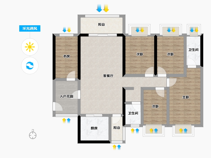 广东省-清远市-恒辉·天宝山庄-102.40-户型库-采光通风