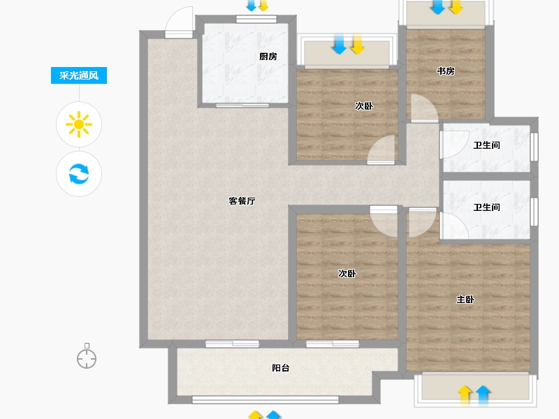 江苏省-宿迁市-华鸿珑璟园-107.20-户型库-采光通风