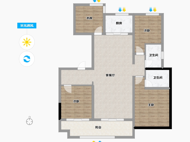 山东省-烟台市-玲珑玺悦府-110.46-户型库-采光通风