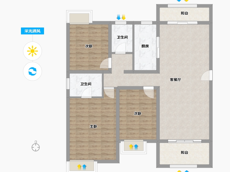 山东省-济宁市-红星瑞马世家-103.87-户型库-采光通风