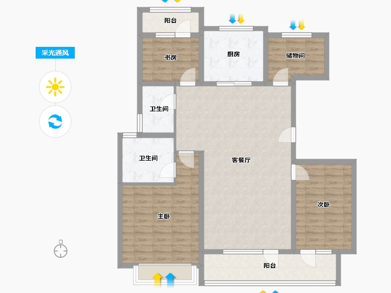 山东省-济宁市-红星瑞马世家-114.63-户型库-采光通风