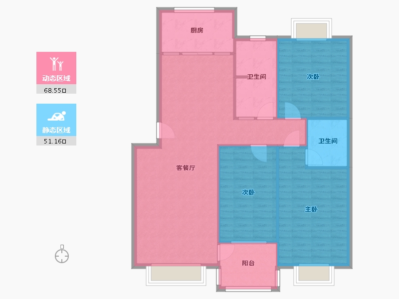 河南省-郑州市-裕华文清园-6号楼-101.00-户型库-动静分区