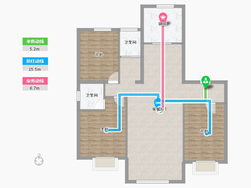 河北省-秦皇岛市-碧桂园御府-105.02-户型库-动静线