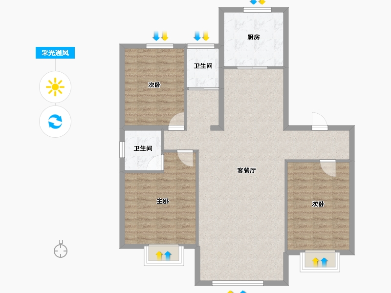 河北省-秦皇岛市-碧桂园御府-105.02-户型库-采光通风