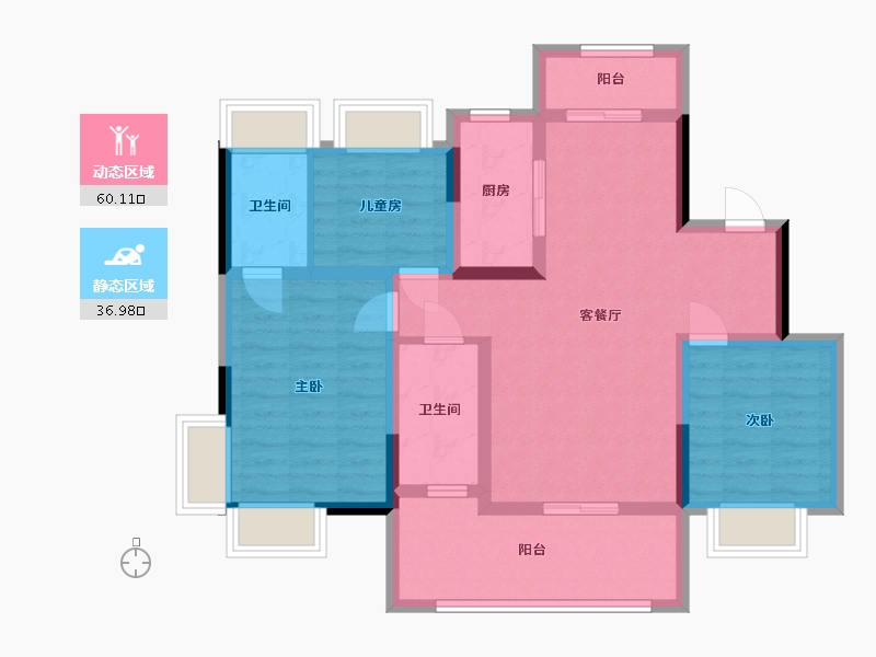 广东省-佛山市-荣盛文博府-85.00-户型库-动静分区