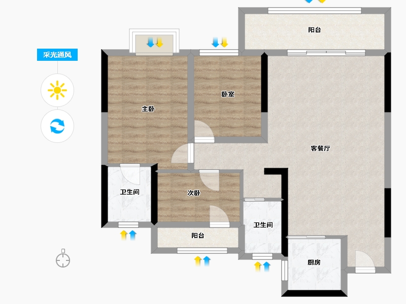 安徽省-安庆市-高速时代公馆-94.34-户型库-采光通风