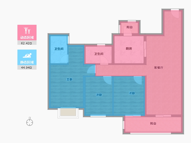 云南省-昆明市-中海寰宇天下-95.95-户型库-动静分区