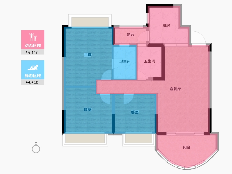 广东省-江门市-碧桂园•翡翠湾-93.15-户型库-动静分区