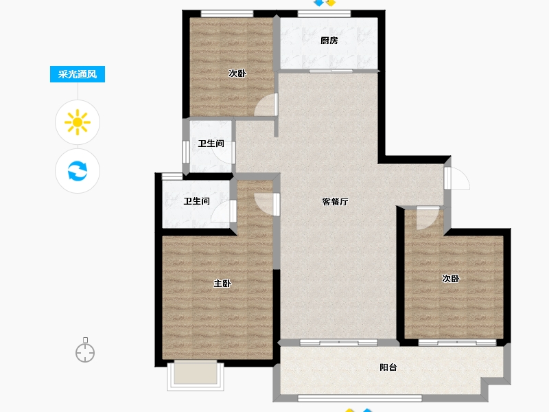 山东省-烟台市-玲珑玺悦府-112.33-户型库-采光通风