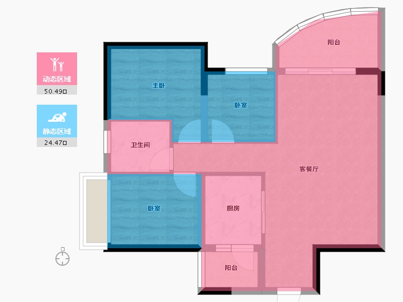 广东省-江门市-碧桂园•翡翠湾-67.23-户型库-动静分区