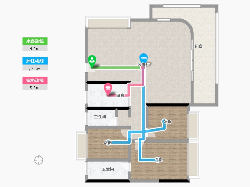 海南省-三亚市-万科海上大都会左岸住宅-129.12-户型库-动静线