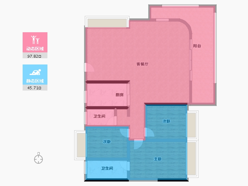 海南省-三亚市-万科海上大都会左岸住宅-129.12-户型库-动静分区